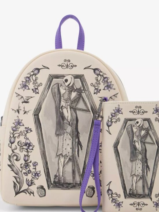 Loungefly The Nightmare Before Christmas Jack & Sally Coffin Mini Backpack